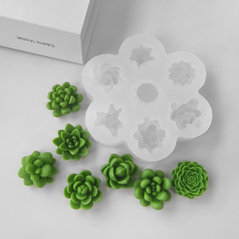 Soap Making In Home - 7 In1 Succulent Cactus Silicone Mold,