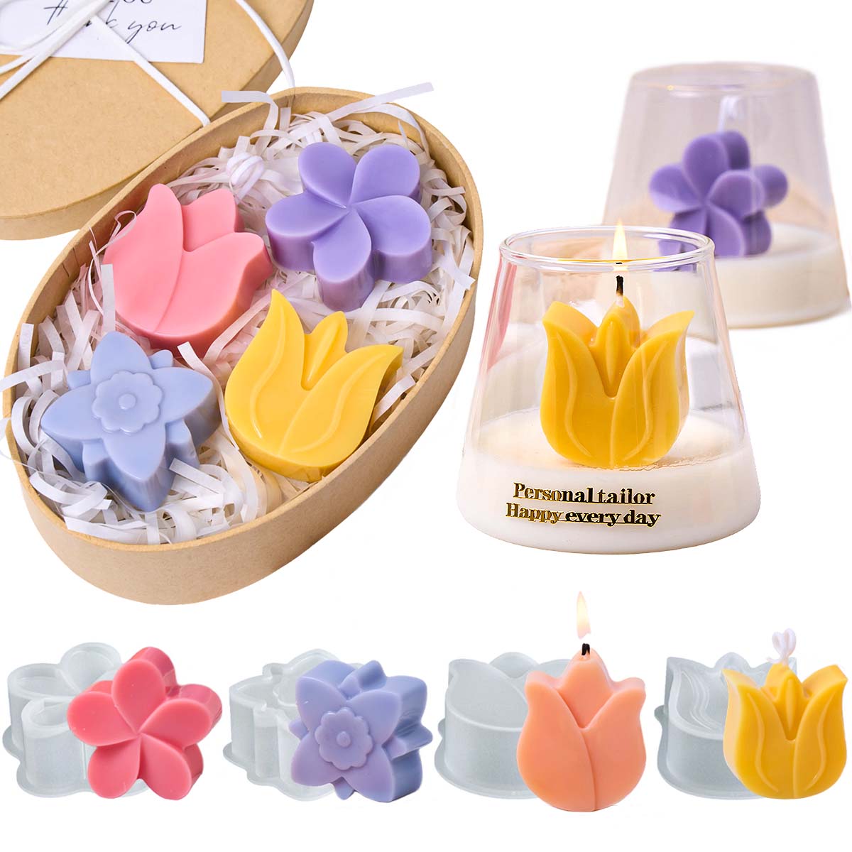 Soap Making In Home - Flower Shape Silicone Candle Mold DIY