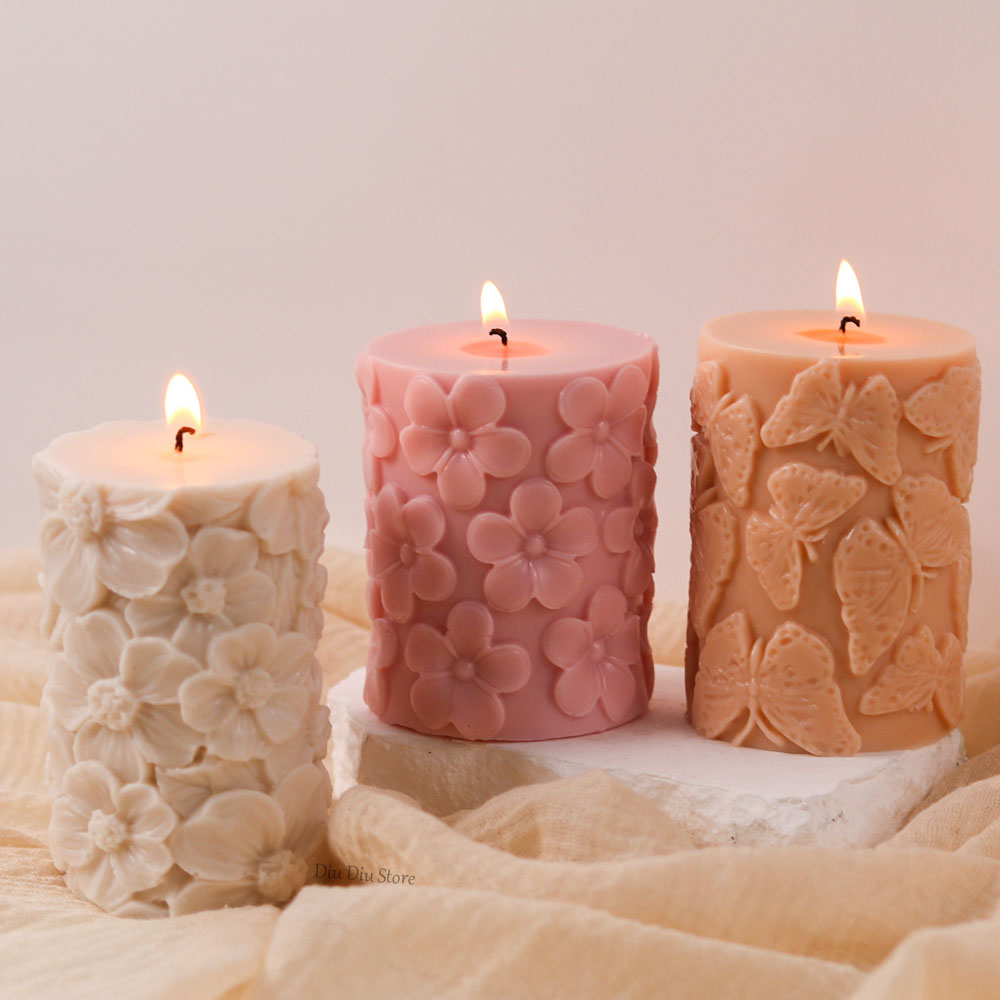 Soap Making In Home - Flower Butterfly Columnar Silicone Candle Mold