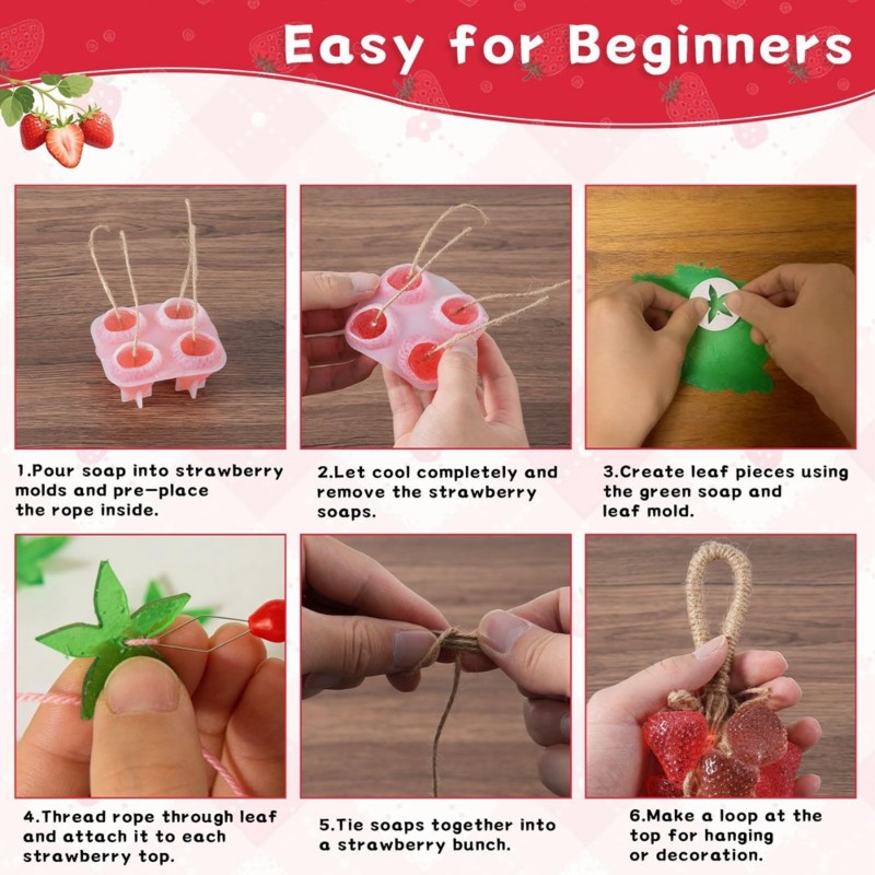 Soap Making In Home - ABYN-DIY Handcrafted Silicone Strawberry Soap Mold